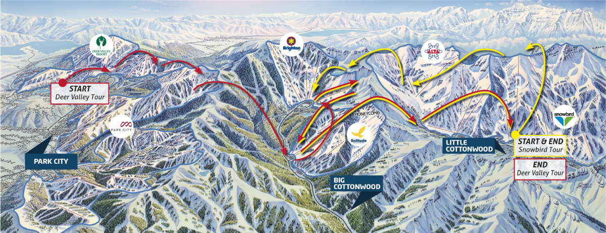 Deer Valley and Snowbird Interconnect Tour Route Map