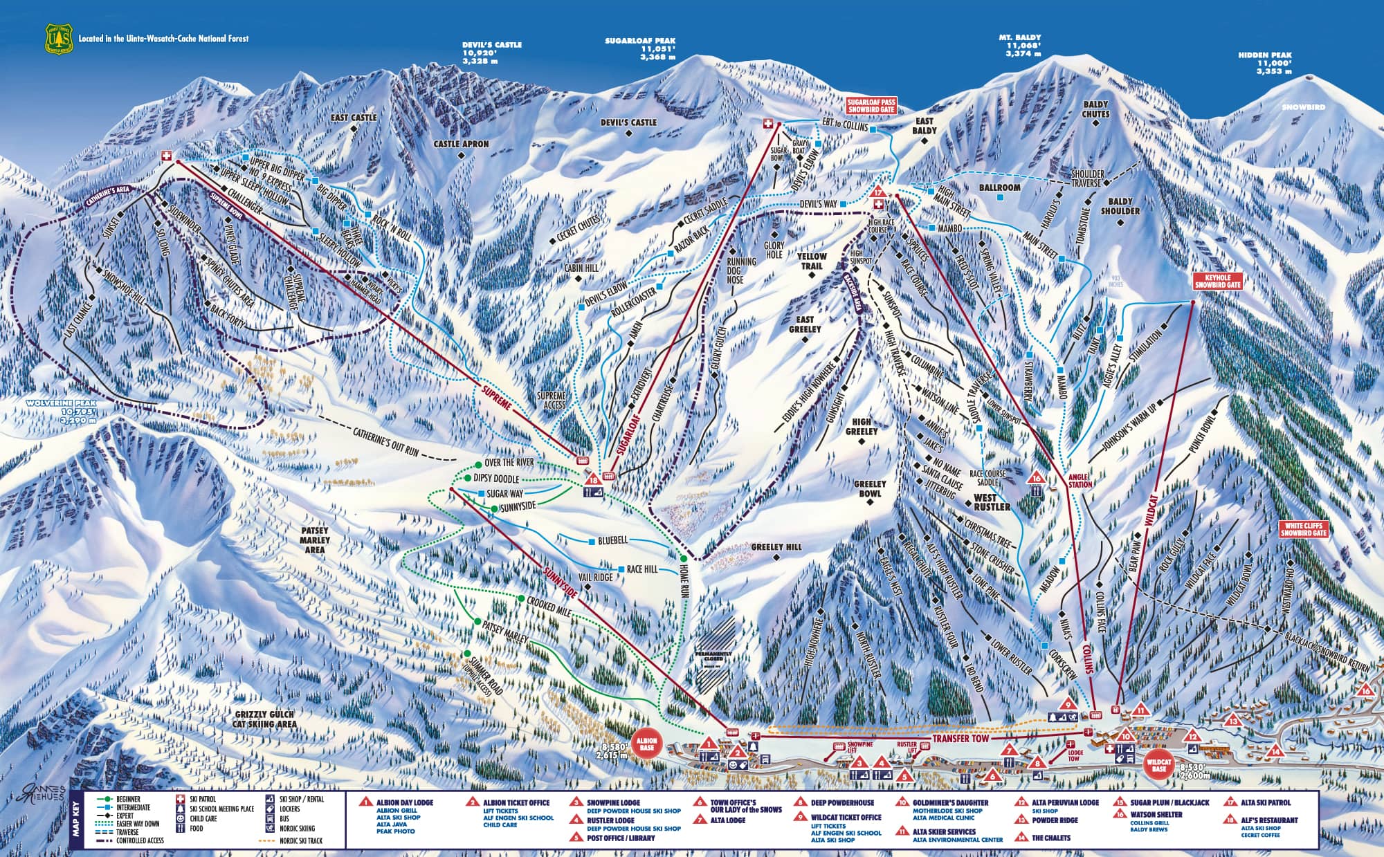 Alta Ski Area Trail Map