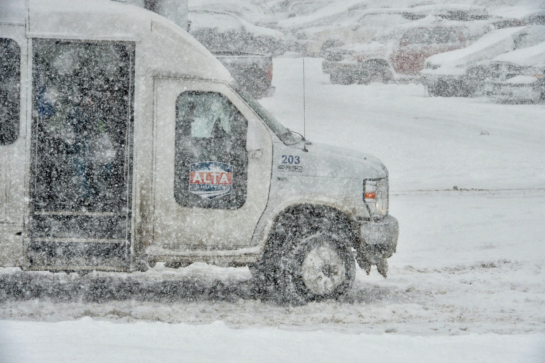 Alta Shuttle in Snow -Image Credit - Alta Ski Area