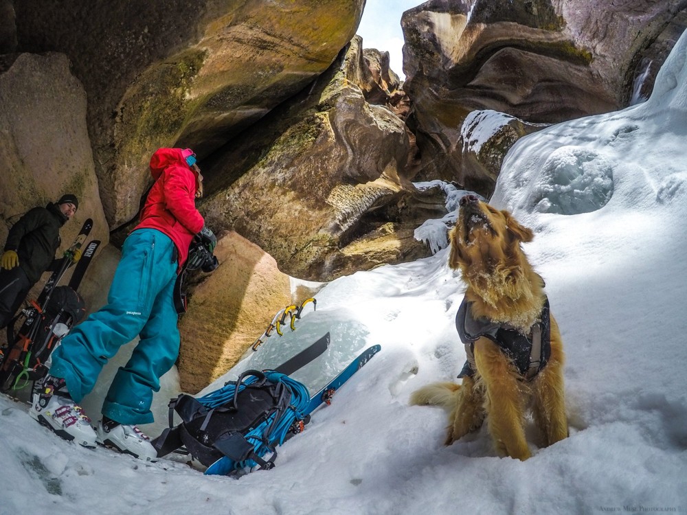 Ice Climbing Through A Utah Slot Canyon With Kicker Dog